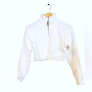 🩷 TNA COZY 2XS White Crop 1/4 Zip Sweater